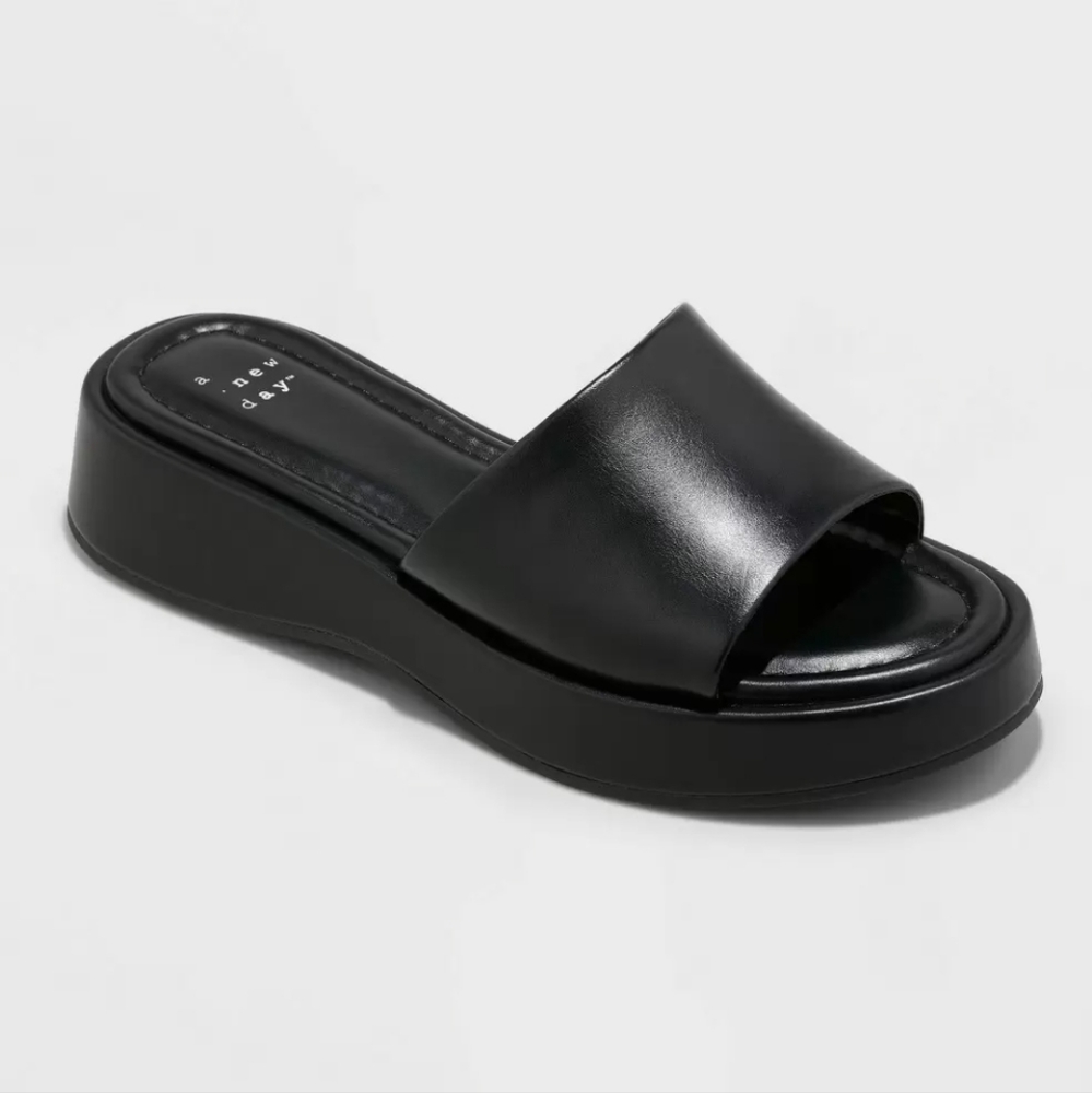 New! A New Day Women's Carlita WIDE WIDTH Wedge Slides Size 9